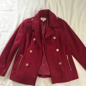 Michael kors red pea coat